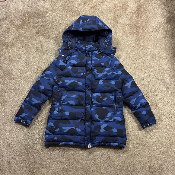 Authentic Bape 2000’s Blue Camo Down Puffer Jacket S - Picture 1 of 8